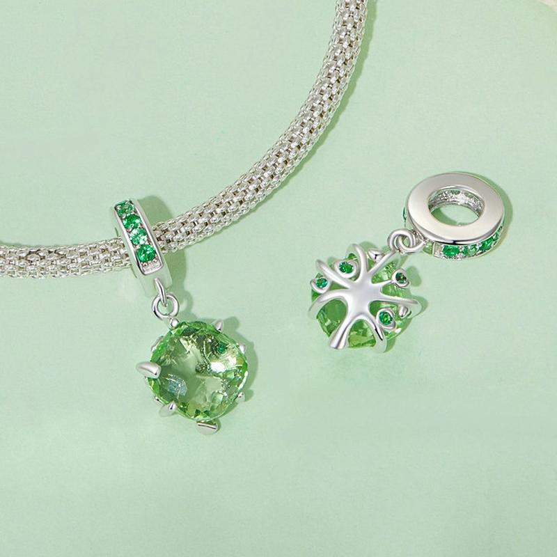 925 Sterling Silver Green Tree Life Pendant Bracelet