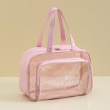 Beige Waterproof Beach Bag For Toiletries Cosmetics L For Swimming Travel - Pink With Shoe Warehouse - Extra Image