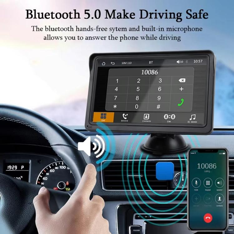 7 Inch Bluetooth 5.0 Carplay Monitor - Portable Compatible With Most Vehicles - Display