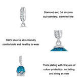 925 Sterling Silver Crystal Ball Bracelet With Zirconia Charm - 45-Degree Angle