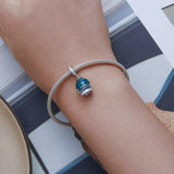 925 Sterling Silver Crystal Ball Bracelet With Zirconia Charm - Close-Up Angle