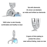925 Sterling Silver Sisterhood Charm Bracelet With Zirconia Pendant - Top-Down View