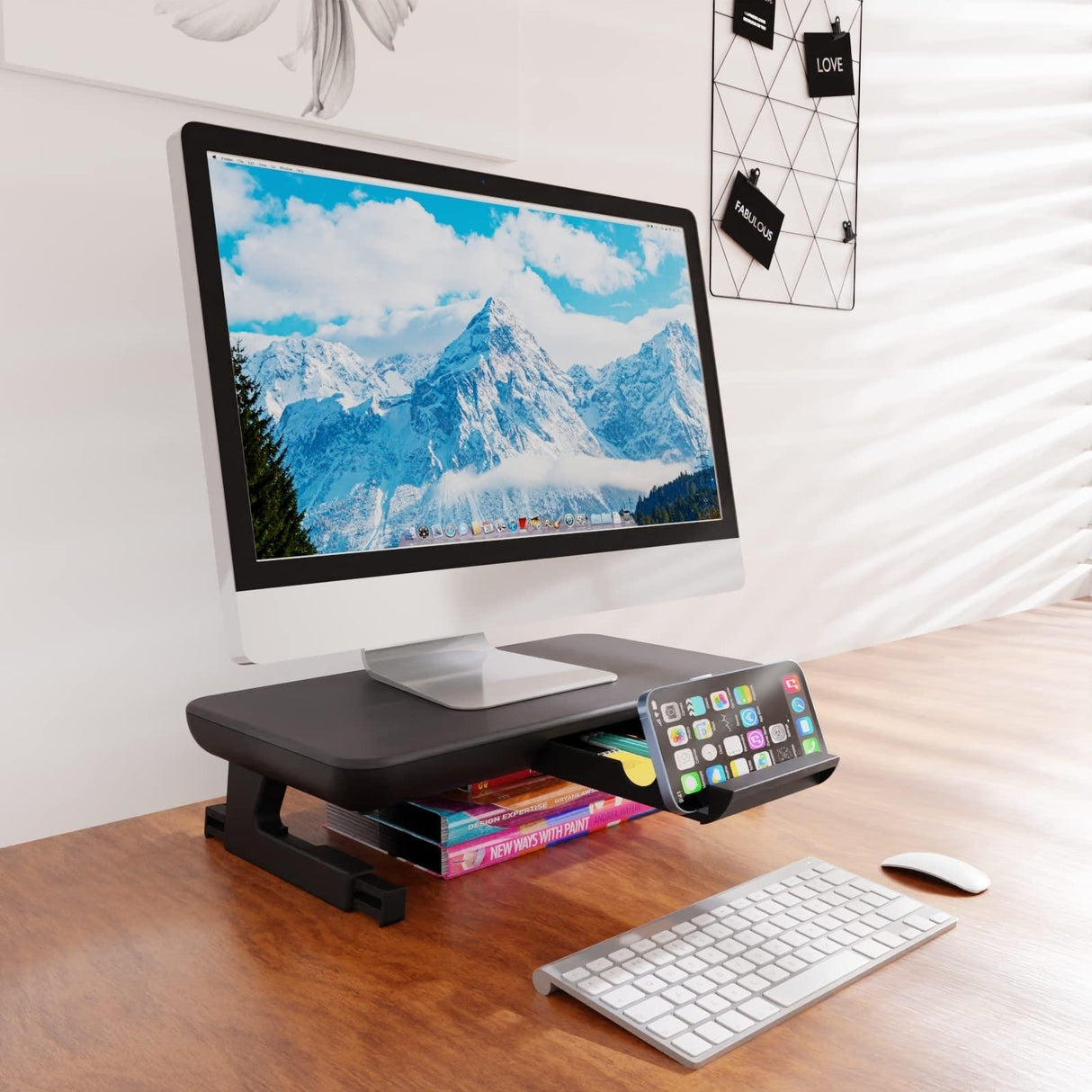Adjustable Laptop Stand with Storage Drawer - Height Riser - Basic