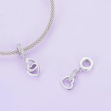 925 Sterling Silver Interlocking Love Heart Pendant - Side View