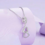 925 Sterling Silver Interlocking Love Heart Pendant - 45-Degree Angle