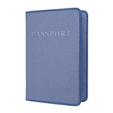 Frosted Pu Multi Card Passport Holder For Travel Abroad Blue - Front View