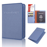 Frosted Pu Multi Card Passport Holder For Travel Abroad Blue - Side View