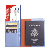 Frosted Pu Multi Card Passport Holder For Travel Abroad Blue - Top-Down View