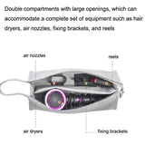 Black Hair Dryer Storage Package with Protective Cover and Hair Roll - Rear View