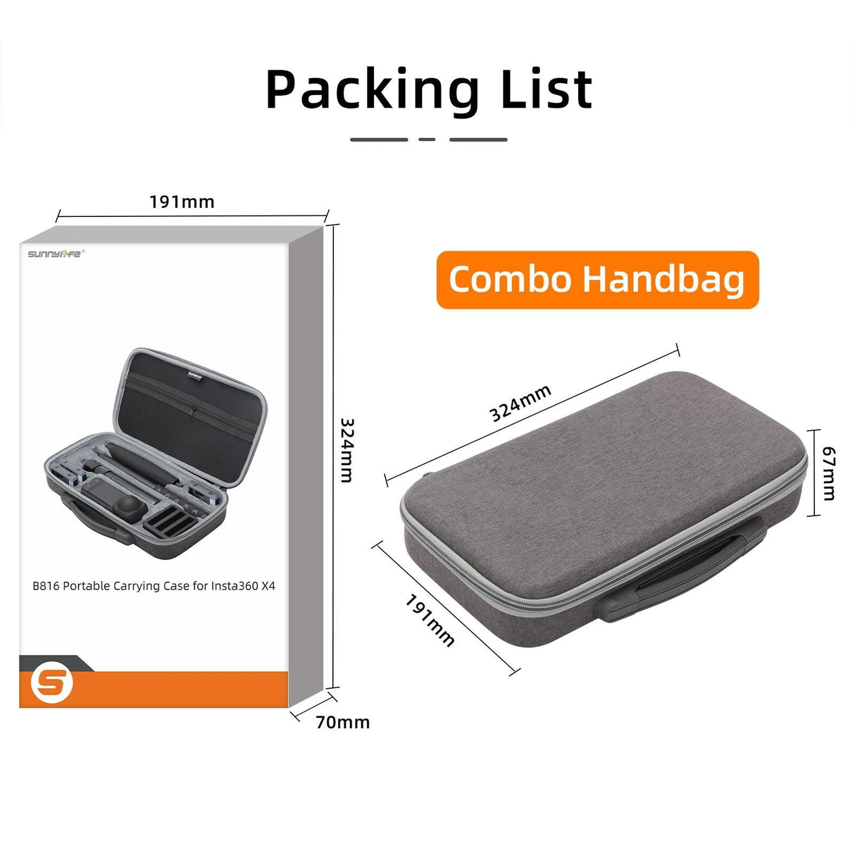 Insta360 X4 Sunnylife Mini Camera Bag for Carrying Model X4-b812 - X4-B812 Mini Camera Bag