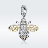 925 Sterling Silver Bee Zircon Pendant For Diy Necklace Style - Pendent - Side View