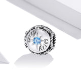 925 Sterling Silver Zodiac Zircon Bead Bracelet / Necklace Set Aries Style - Aries - Top-Down View