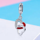 925 Sterling Silver Diy Heart Pendant With String - 45-Degree Angle