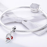 925 Sterling Silver Diy Heart Pendant With String - Close-Up Angle