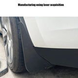 For Tesla Model Y Car Punch-Free Front And Rear Wheel Soft Rubber Fender Guard - Carbon Fiber - Matte Black - Low Angle