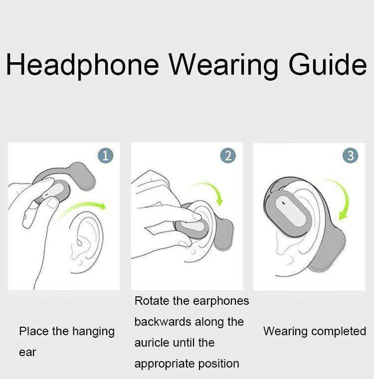 Wireless Bluetooth 5.2 Earphones with Noise Reduction Ear-mounted Design - Black Without Accessories