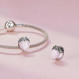 925 Sterling Silver Heart Flower Bracelet - Top-Down View