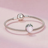 925 Sterling Silver Heart Flower Bracelet - 45-Degree Angle