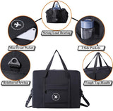 Foldable Travel Bag for Camping & Hiking - Large - Small Gray - Close-Up Angle