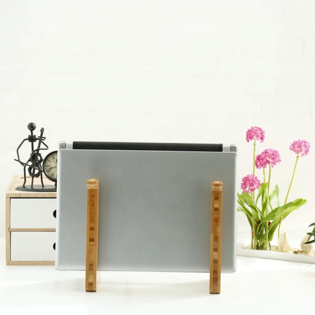 Bamboo Wood Desktop Storage Rack for Computers and Tablets