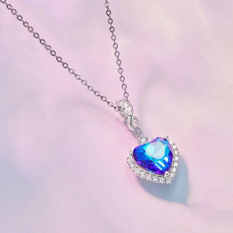 925 Sterling Silver Ocean Heart Zircon Bracelet Bsc775