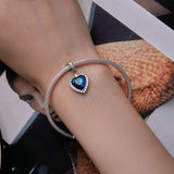 925 Sterling Silver Ocean Heart Zircon Bracelet Bsc775 - Rear View