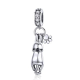 925 Sterling Silver Cat Charm For Diy Bracelet Style - Pendant - Front View