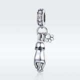 925 Sterling Silver Cat Charm For Diy Bracelet Style - Pendant - Side View