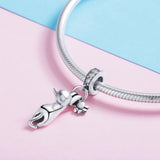 925 Sterling Silver Cat Charm For Diy Bracelet Style - Pendant - Rear View