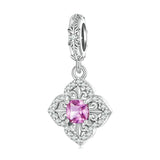 925 Sterling Silver Red Zircon Bracelet Pendant - Front View