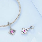 925 Sterling Silver Red Zircon Bracelet Pendant - Side View