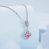 925 Sterling Silver Red Zircon Bracelet Pendant - Top-Down View