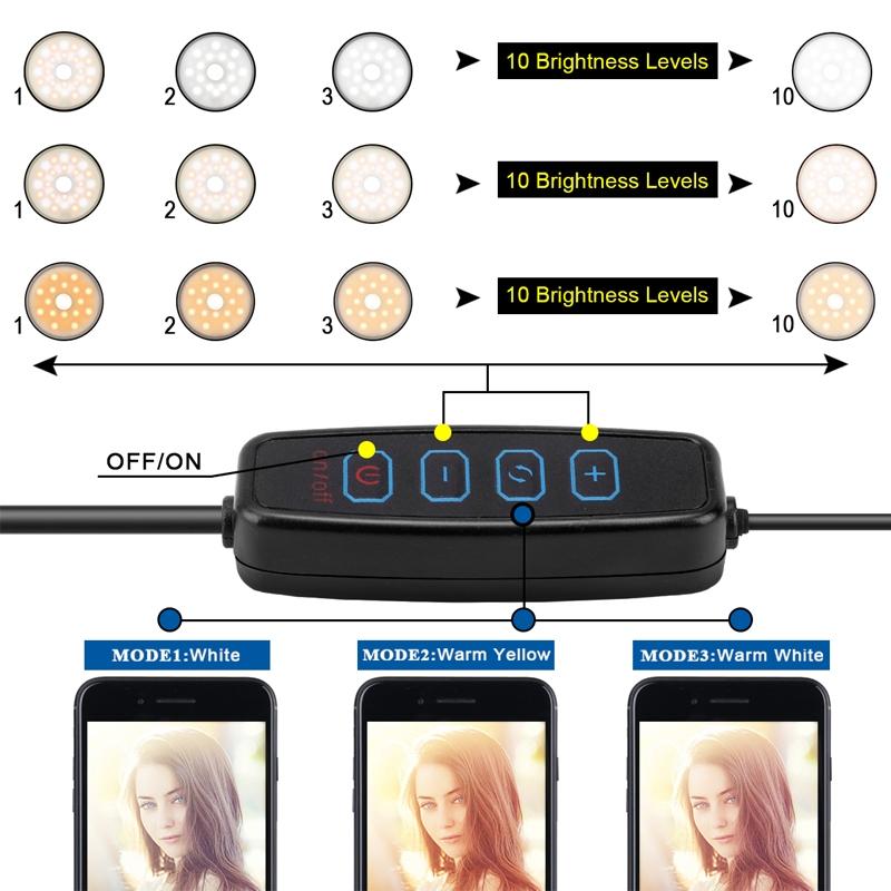 Dimmable Led Ring Light with Phone Tripod Stand