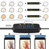 Dimmable Led Ring Light with Phone Tripod Stand - Top-Down View
