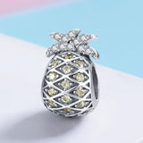 925 Sterling Silver Summer Pineapple Beads For Bracelet Or Necklace Diy Style - Bead - Side View