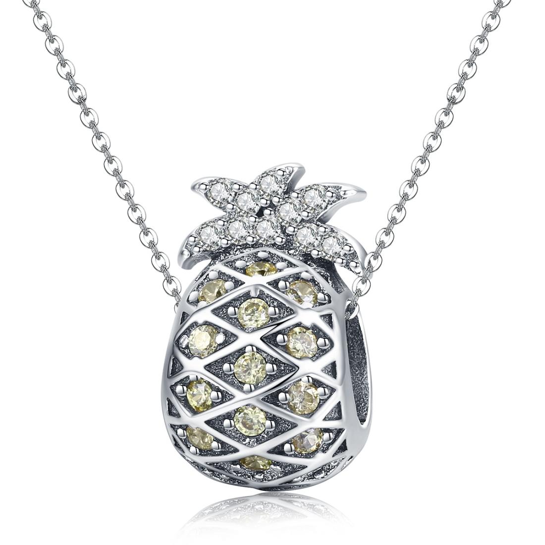 925 Sterling Silver Summer Pineapple Beads For Bracelet Or Necklace Diy Style - Bead