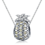 925 Sterling Silver Summer Pineapple Beads For Bracelet Or Necklace Diy Style - Bead - Rear View