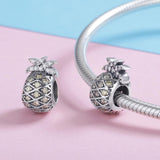 925 Sterling Silver Summer Pineapple Beads For Bracelet Or Necklace Diy Style - Bead - Low Angle