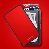 Rfid Anti Theft Metal Card Holder Automatic Shift Waterproof Wallet Red