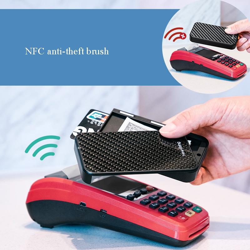 Rfid Anti Theft Metal Card Holder Automatic Shift Waterproof Wallet Red