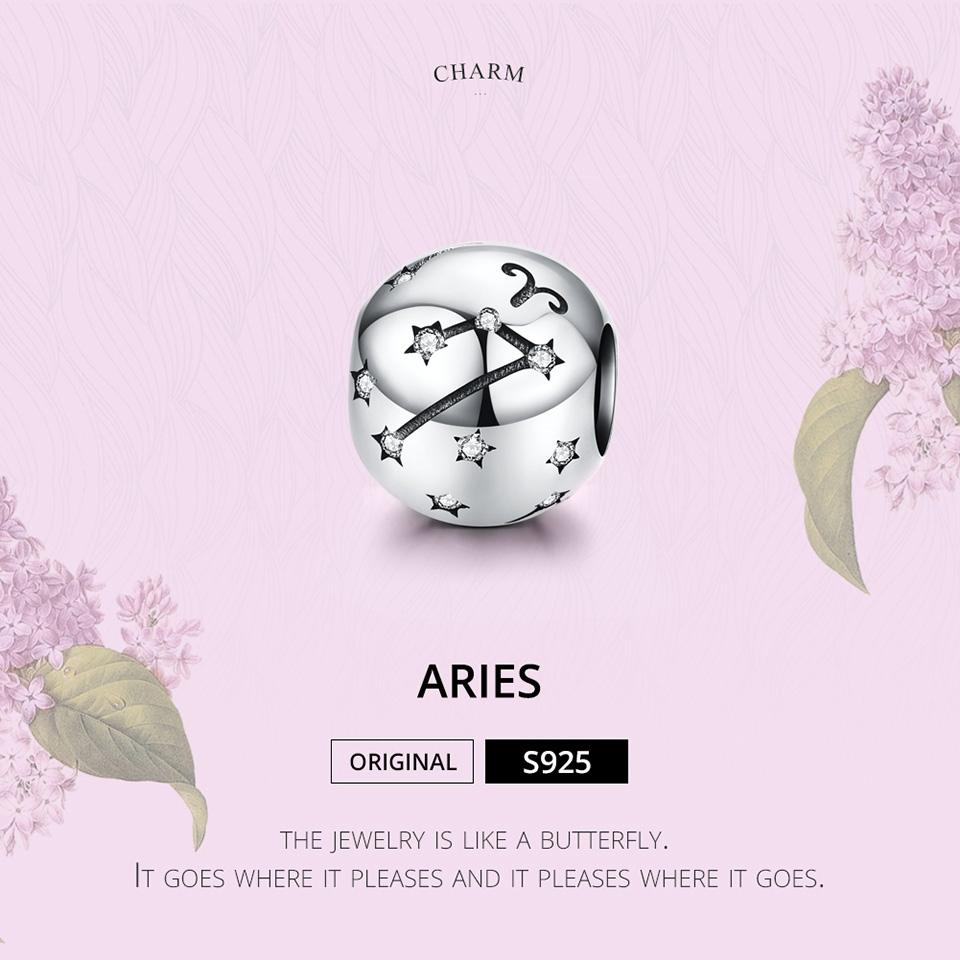 925 Sterling Silver Diy Zodiac Bracelet Beads Constellation Accessories Aries Style - Aries