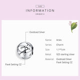 925 Sterling Silver Diy Zodiac Bracelet Beads Constellation Accessories Aries Style - Aries - 45-Degree Angle