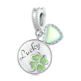 925 Sterling Silver Gold Plated Heart Clover Bracelet Pendant - Front View
