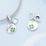 925 Sterling Silver Gold Plated Heart Clover Bracelet Pendant - Side View