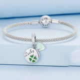 925 Sterling Silver Gold Plated Heart Clover Bracelet Pendant - Top-Down View