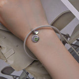 925 Sterling Silver Gold Plated Heart Clover Bracelet Pendant - 45-Degree Angle