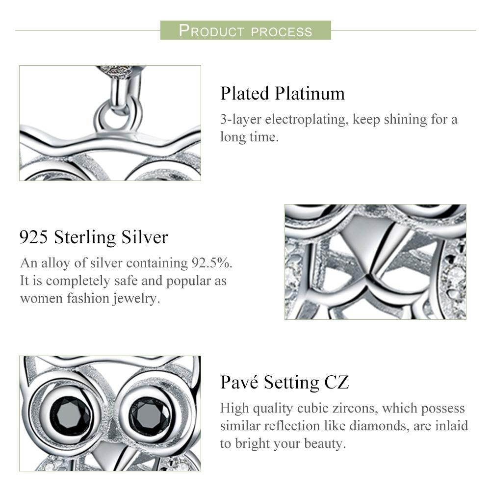 925 Sterling Silver Blue Zircon Owl Pendant For Diy Bracelets Movable Style - Pendant