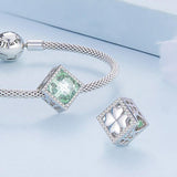 925 Sterling Silver Natural Four Leaf Clover Bracelet Pendant Diy Beading Accessory Bsc667 Style - Four-Leaf Clover - Side View