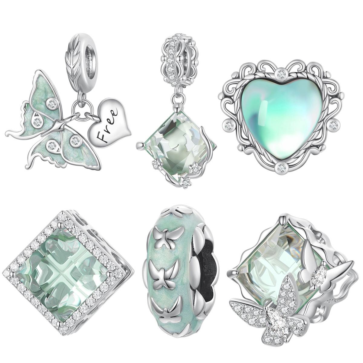 925 Sterling Silver Natural Four Leaf Clover Bracelet Pendant Diy Beading Accessory Bsc667 Style - Four-Leaf Clover
