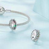 925 Sterling Silver Engraved Zirconia Bracelet - Side View